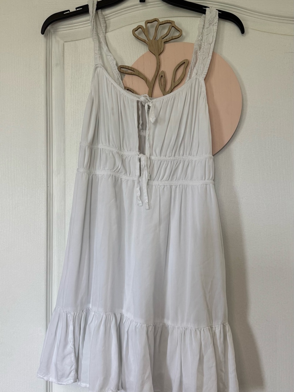 Women's White Summer Sundress - Sleeveless Tie Front